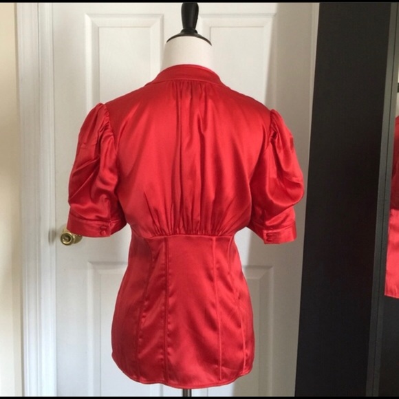 Arden B Red Silk Blouse - Picture 2 of 3